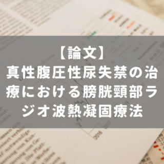真性腹圧性尿失禁の治療における膀胱頸部ラジオ波熱凝固療法