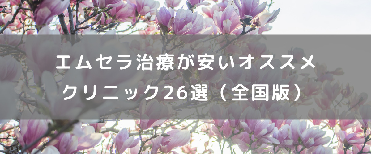 エムセラ治療が安いオススメクリニック26選(全国版)(※お客様確認用) エムセラ治療が安いオススメクリニック26選(全国版)(※お客様確認用)