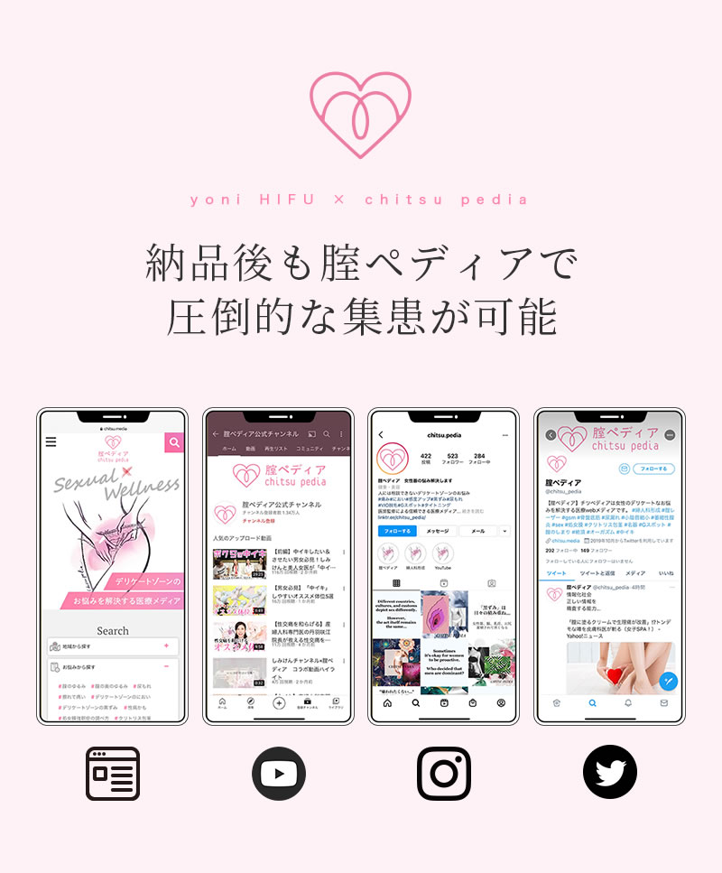 納品後も腟ペディアで圧倒的な集患が可能